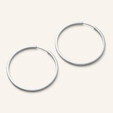 Large Circle Line Hoops, Silver