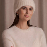 Paksu pipo kid mohair sekoitteesta, Cream