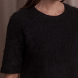 Lyhythihainen alpakkasekoiteneule, Black